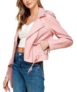 womens-lapel-collar-pink-faux-leather-motorcycle-jacket