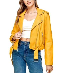 womens-lapel-collar-yellow-faux-leather-motorcycle-jacket