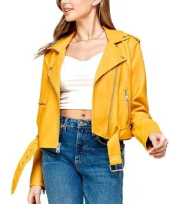 womens-lapel-collar-yellow-faux-leather-motorcycle-jacket