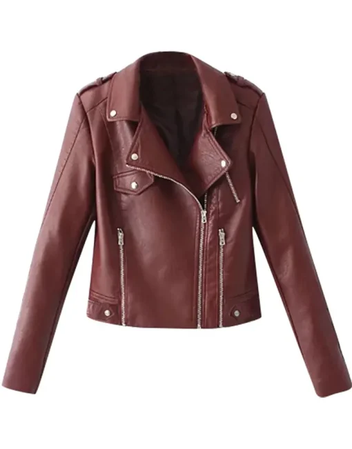 womens-maroon-faux-leather-classic-motorcycle-jacket