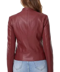 womens-maroon-faux-leather-zip-up-slim-fit-jacket