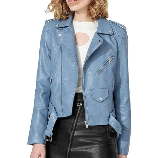 womens-multi-zipper-pockets-blue-faux-leather-jacket