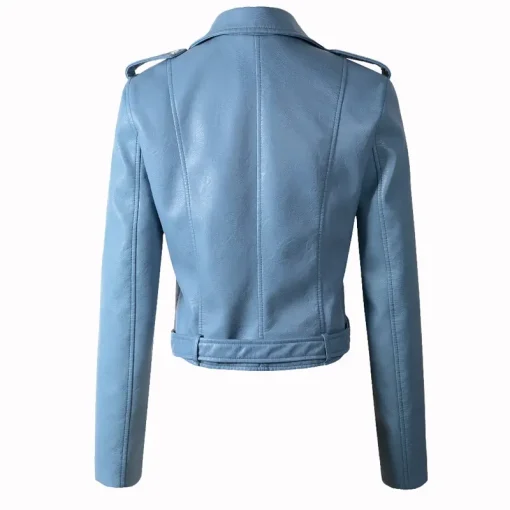 womens-multi-zipper-pockets-blue-faux-leather-jacket