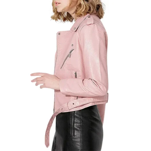 womens-multi-zipper-pockets-pink-faux-leather-jacket