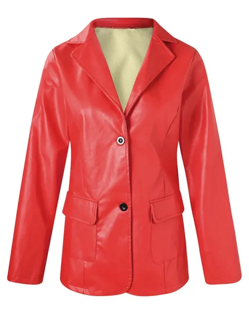 womens-oversized-red-faux-leather-blazer