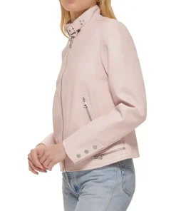 womens-peach-faux-leather-racer-jacket