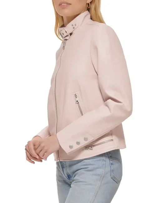 womens-peach-faux-leather-racer-jacket