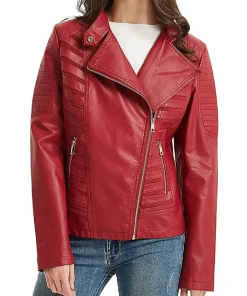womens-red-faux-leather-casual-moto-jacket