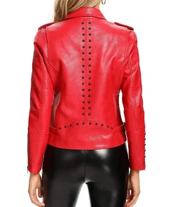 womens-red-faux-leather-long-sleeve-jacket
