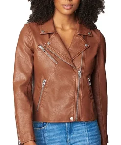 womens-semi-fitted-brown-faux-leather-motorcycle-jacket