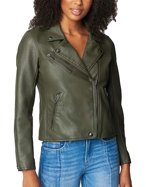 womens-semi-fitted-olive-green-faux-leather-motorcycle-jacket