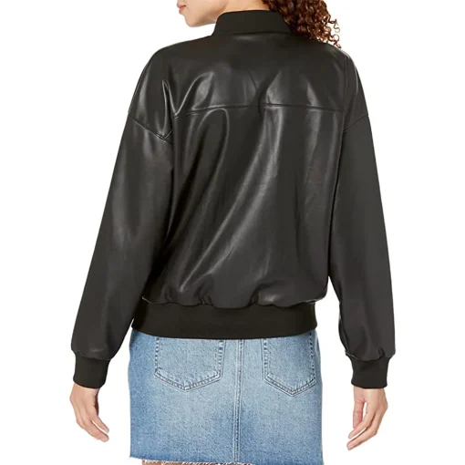womens-slim-fit-black-faux-leather-bomber-jacket