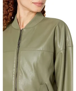 womens-slim-fit-olive-green-faux-leather-bomber-jacket