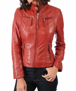 womens-slim-fit-red-faux-leather-biker-jacket
