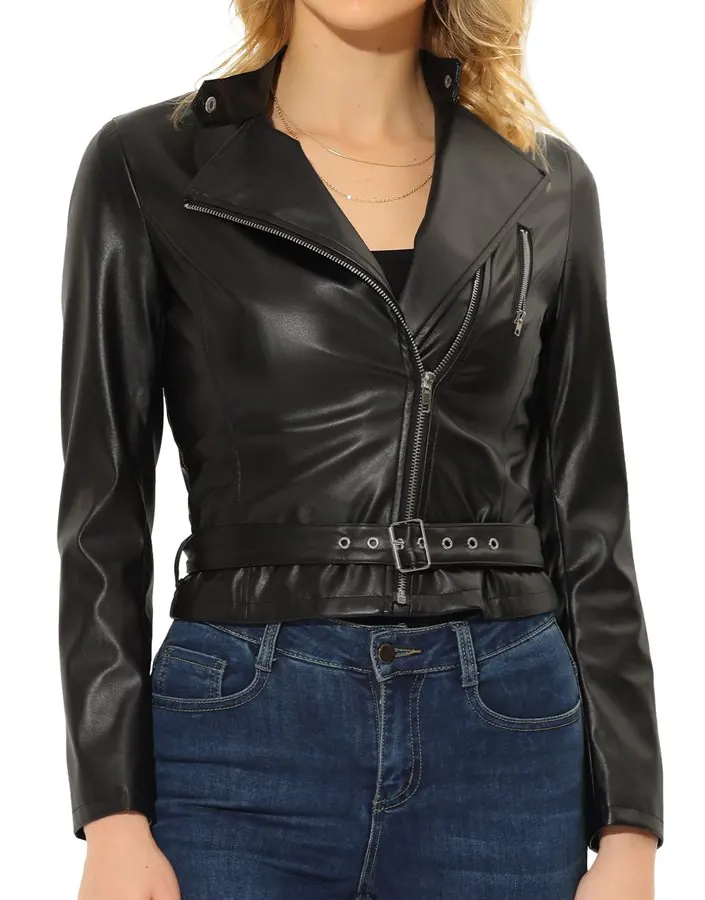 womens-slim-fit-zip-up-belted-black-faux-leather-jacket-1 womens-slim-fit-zip-up-belted-black-faux-leather-jacket