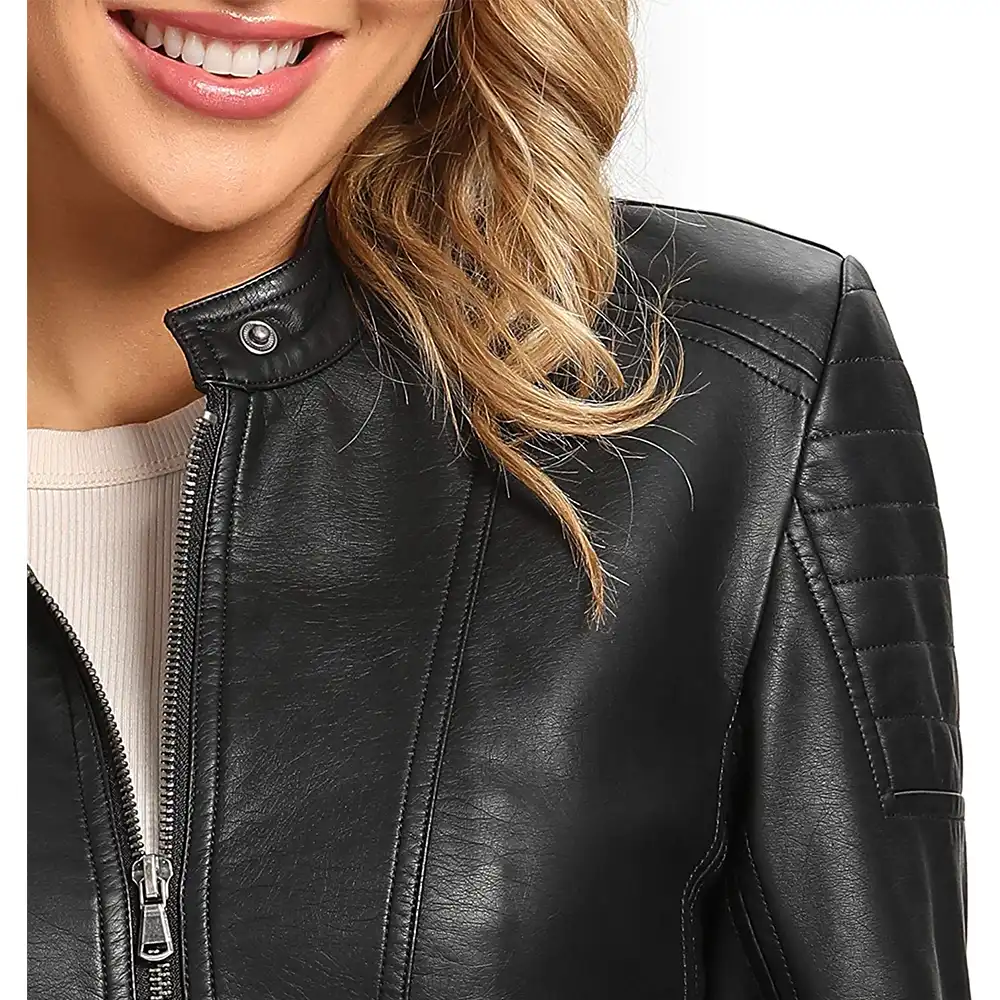 womens-snap-collar-black-faux-leather-slim-fit-jacket-4 womens-snap-collar-black-faux-leather-slim-fit-jacket
