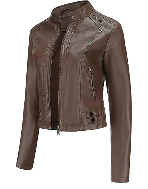 womens-stand-collar-cropped-coffee-brown-faux-leather-jacket