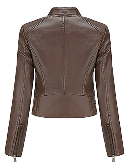 womens-stand-collar-cropped-coffee-brown-faux-leather-jacket