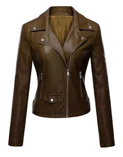 womens-stylish-dark-brown-faux-leather-moto-jacket