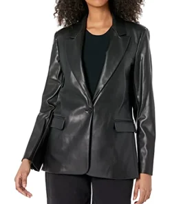 womens-trendy-black-faux-leather-blazer