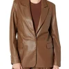 womens-trendy-coffee-brown-faux-leather-blazer