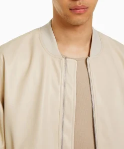 mens-beige-faux-leather-bomber-jacket