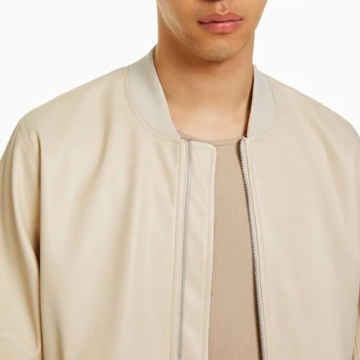 mens-beige-faux-leather-bomber-jacket