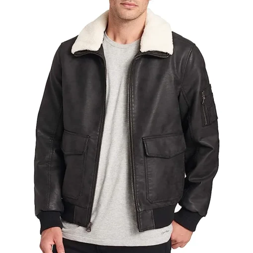 mens-black-faux-leather-aviator-sherpa-collar-bomber-jacket