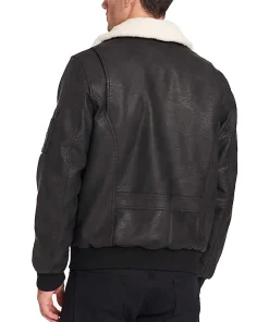mens-black-faux-leather-aviator-sherpa-collar-bomber-jacket