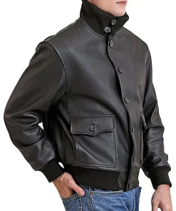 mens-black-faux-leather-flight-bomber-jacket