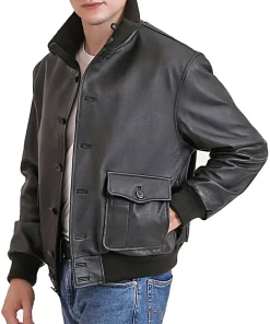 mens-black-faux-leather-flight-bomber-jacket