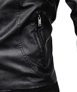 mens-black-faux-leather-motorcycle-bomber-jacket