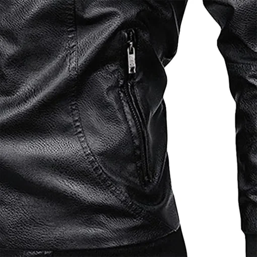 mens-black-faux-leather-motorcycle-bomber-jacket