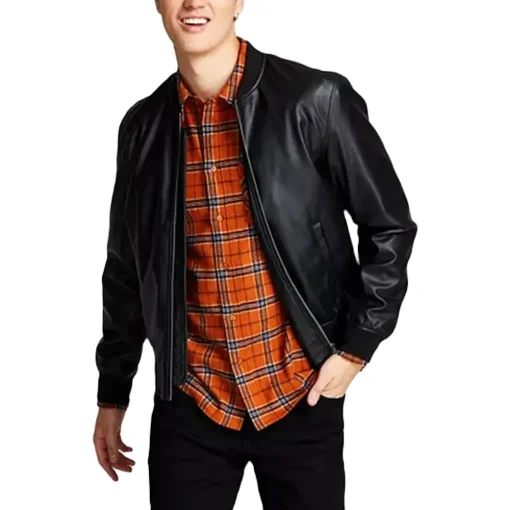 mens-black-faux-leather-bomber-slim-fit-jacket