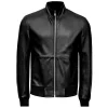 mens-black-slim-fit-faux-leather-bomber-jacket