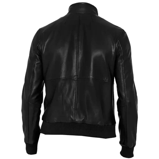 mens-black-slim-fit-faux-leather-bomber-jacket