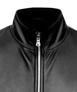 mens-black-slim-fit-faux-leather-bomber-jacket
