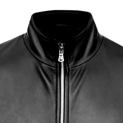 mens-black-slim-fit-faux-leather-bomber-jacket