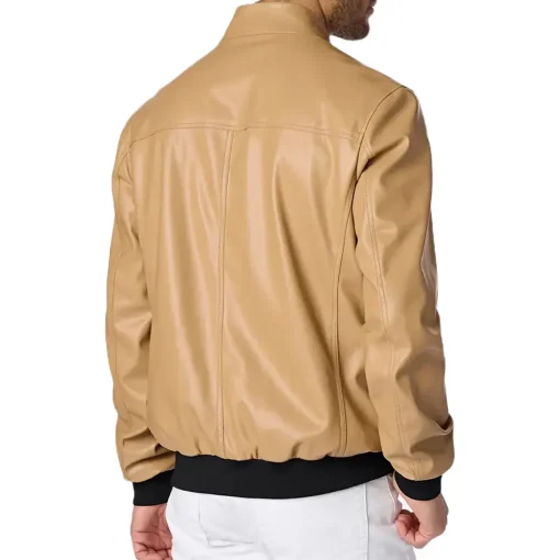 mens-camel-faux-leather-bomber-jacket
