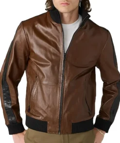 mens-casual-brown-faux-leather-bomber-jacket