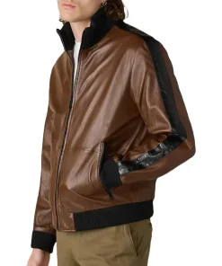 mens-casual-brown-faux-leather-bomber-jacket