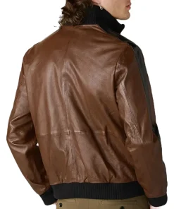 mens-casual-brown-faux-leather-bomber-jacket