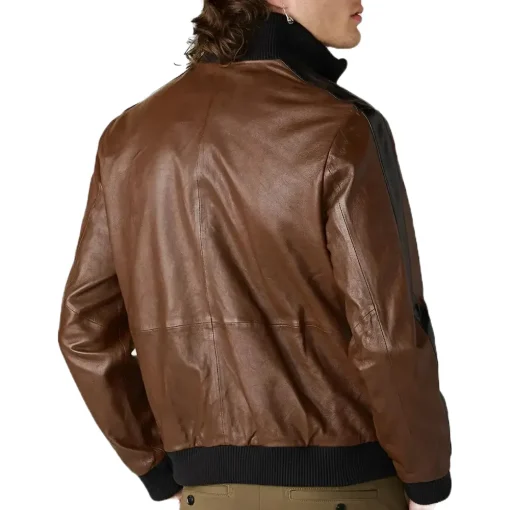 mens-casual-brown-faux-leather-bomber-jacket