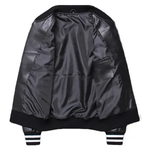 mens-classic-black-faux-leather-varsity-bomber-jacket