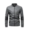 mens-gray-faux-leather-paneled-zip-bomber-jacket