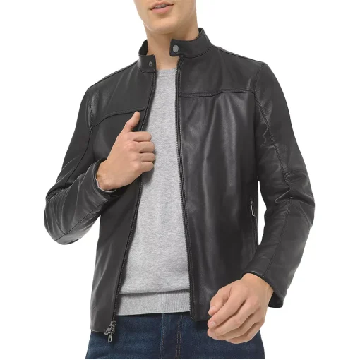 mens-moto-snap-button-collar-black-faux-leather-jacket