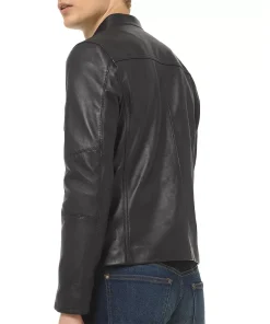 mens-moto-snap-button-collar-black-faux-leather-jacket