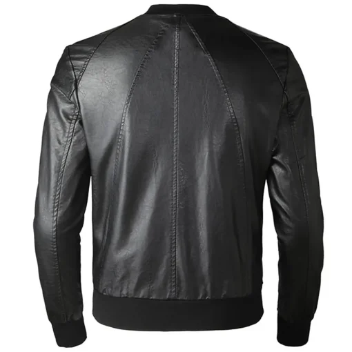 mens-regular-fit-black-faux-leather-bomber-jacket