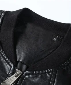mens-regular-fit-black-faux-leather-bomber-jacket