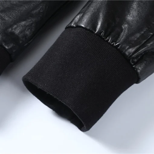 mens-regular-fit-black-faux-leather-bomber-jacket